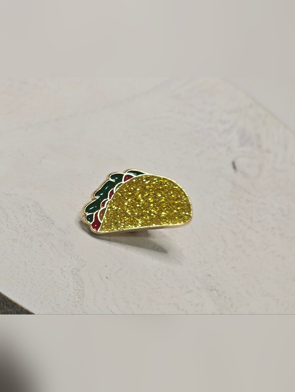 Taco Pin Small Gold Tone Glitter Taco Enamel Lapel Pin – Unmarked